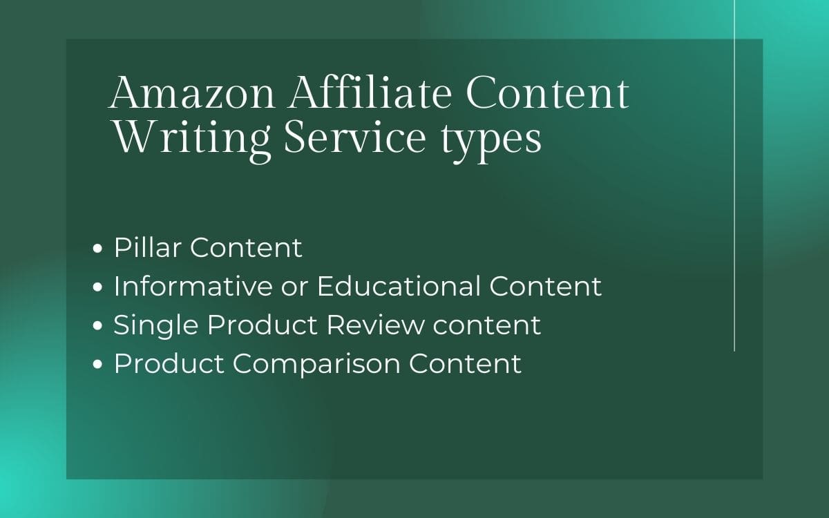 amazon affiliate content writing service types